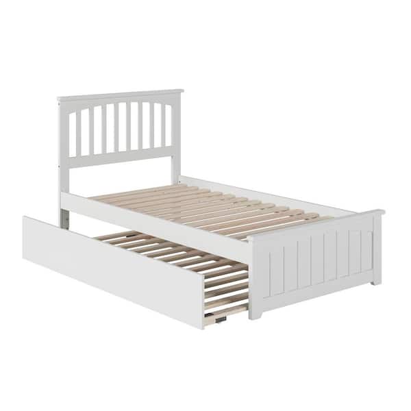 AFI Mission White Twin Platform Bed with Matching Foot Board with Twin Size Urban Trundle Bed