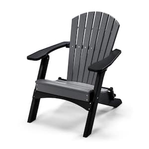Classic Gray/Black Folding Metal Adirondack Chair