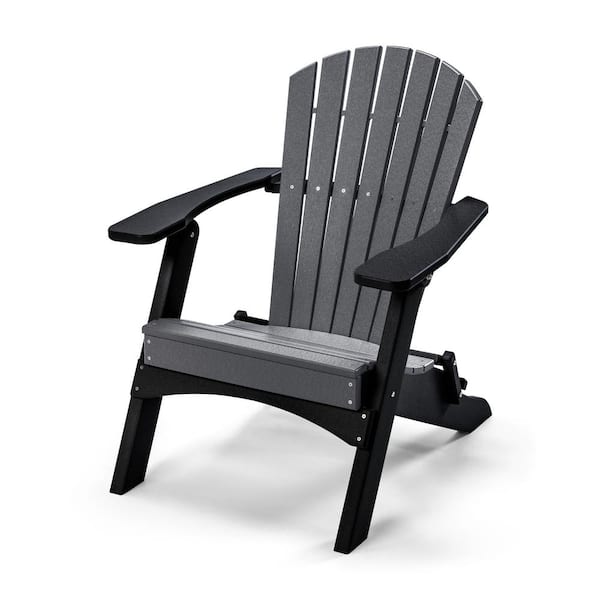 Perfect Choice Classic Gray/Black Folding Metal Adirondack Chair