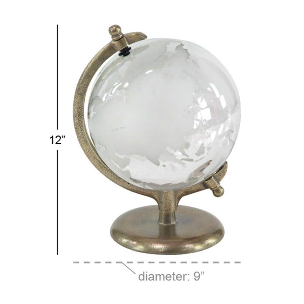 Sleek Concrete & Glass Globe with Aluminum Stand, 12" White