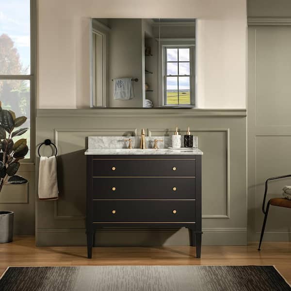 WOODBRIDGE Roma 37 in. W x 22 in. W x 34 in. H Bath Vanity in Espresso with Carrara White Marble Vanity Top with White Basin