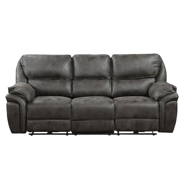 Arlo 90 in. W Straight Arm Microfiber Rectangle Power Reclining Sofa in. Gray