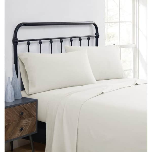 Truly Soft Solid Ivory King Cotton Flannel Sheet Set