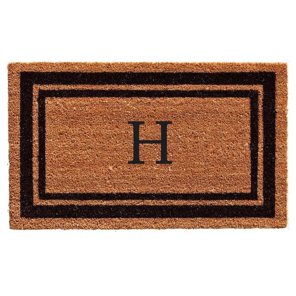 Calloway Mills Black Border Monogram Door Mat 18 in. x 30 in. (Letter H)