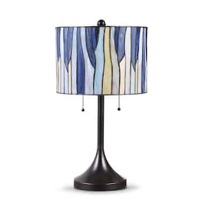 Barossa 25 in. ORB Tiffany Table Lamp with Blue/Purple Shade