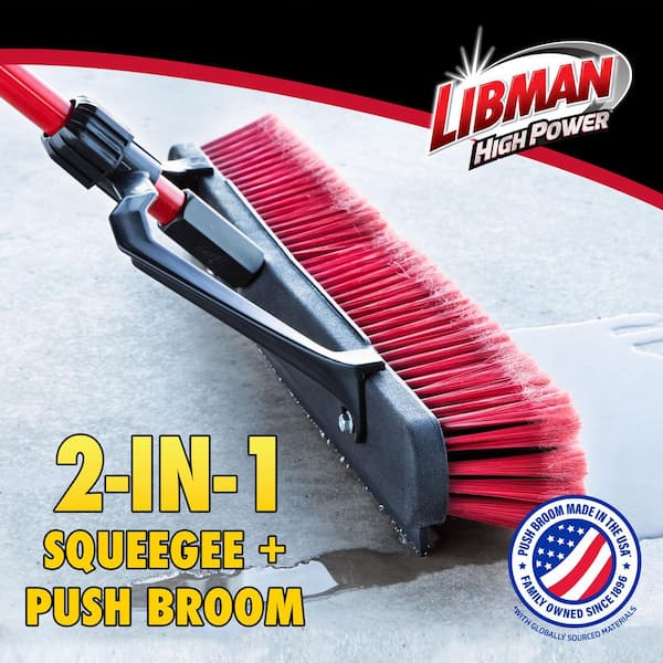 24 in. High Power Heavy-Duty Multi-Surface Squeegee Push Broom with Brace and Steel Handle