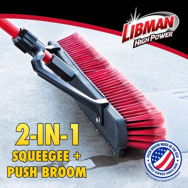 24 in. High Power Heavy-Duty Multi-Surface Squeegee Push Broom with Brace and Steel Handle (2-Pack)