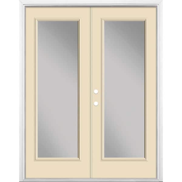 Masonite 60 in. x 80 in. Golden Haystack Steel Prehung Right-Hand Inswing Full Lite Clear Glass Patio Door with Brickmold