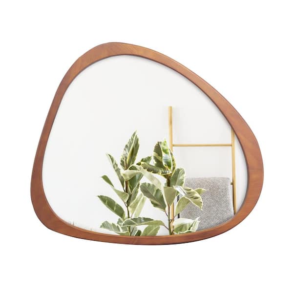 Tenleaf 45 in. W x 39 in. H Asymmetrical Framed Brown Solid Wood Mirror for Living Room