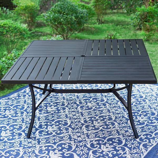 PHI VILLA 9-Piece Metal Outdoor Dining Set with Square Table