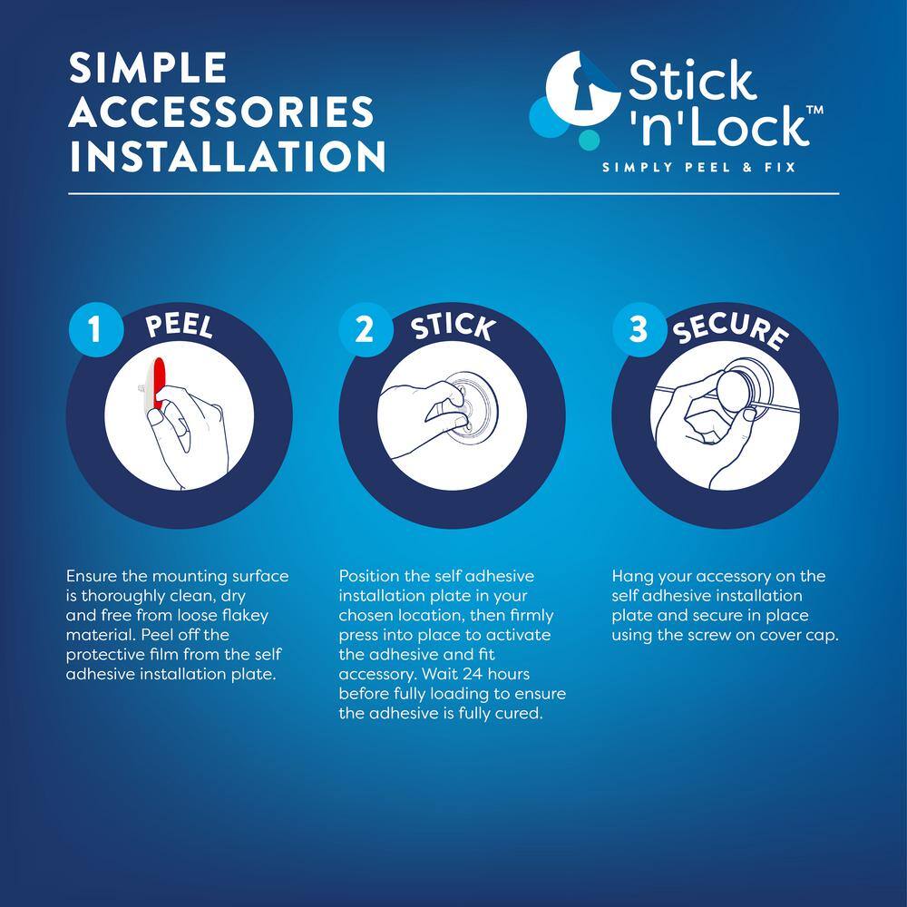 Chrome Stick 'n' Lock Wall Mounted Robe Hook