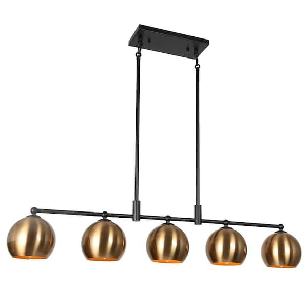 Zevni Large 38.5 in. 5-Light Brass-Plated Island Chandelier Zevni Large 38.5 in. 5-Light Brass-Plated Island Chandelier