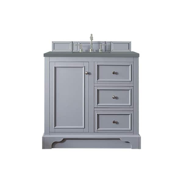 James Martin Vanities De Soto 37.3 in. W x 23.5 in. D x 36.3 in. H Bathroom Vanity in Silver Gray with Cala Blue Quartz Top