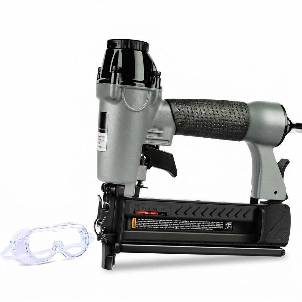 Corded Pneumatic 1/4 in. Crown 2-in-1 Brad Nailer Stapler with Carrying Case Safety Glasses and Accessories, Black price history on PriceWatchPro