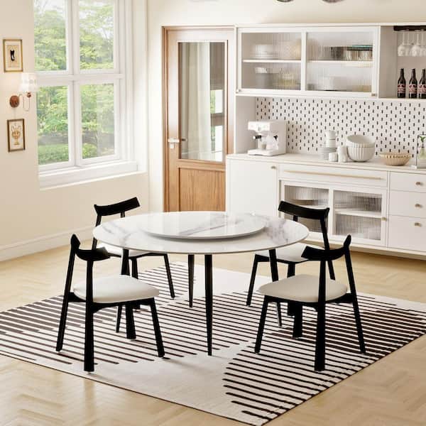 Magic Home 59.05 in. Modern Round White Lazy Susan Rotary