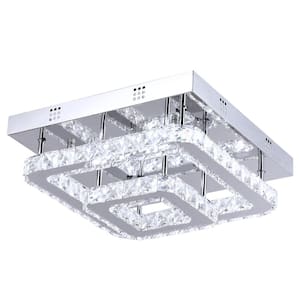 Jefferson 2 - Light 13'' Chrome square Integrated LED Semi-Flush Mount With Crystal