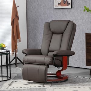 Swivel Recliner Chair, PU Leather Reclining Chair for Living Room, Modern Recliner Sofa with Footrest, Dark Brown