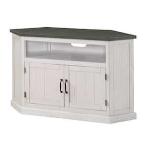 49.5 in. White, Gray and Black Wood TV Stand Fits TVs up to 55 in. with Wooden Frame
