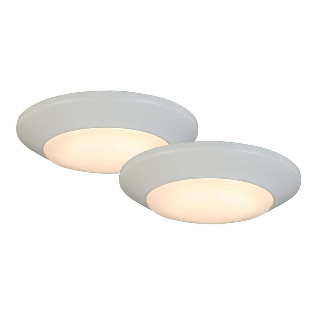 Commercial Electric 7 in. White LED Mini Flush Mount (2-Pack