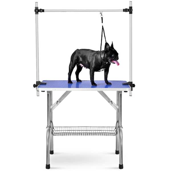 Mondawe 36-in Adjustable Pet Grooming Table for Medium Dogs/Cats - Silver, Commercial Use, Sturdy Construction Stainless Steel | MD-CHW011