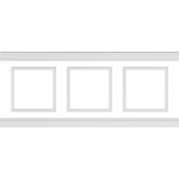 94 1/2 in. (Adjustable 40 in. to 44 in.) 26 sq. ft. Polyurethane Ashford Square Panel Wainscot Kit Primed