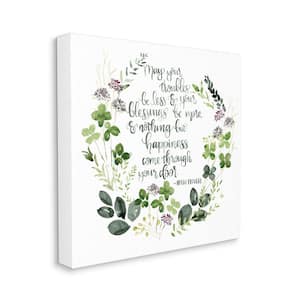 "Troubles Be Less Irish Proverbs Wreath" Jennifer Paxton Parker Unframed Country Canvas Wall Art Print 17 in. x 17 in.