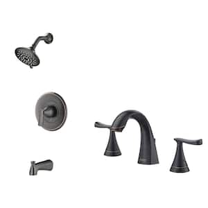 Chatfield Single-Handle 3-Spray Tub and Shower Faucet and 8 in. Bathroom Faucet Set in Legacy Bronze (Valve Included)