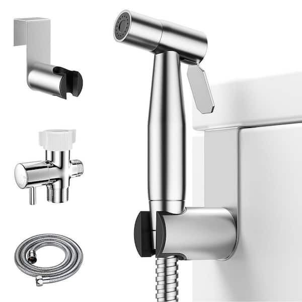 Brushed Nickel Handheld Bidet Sprayer Bidet Attachment with Adjustable Water Pressure and Bidet Hose