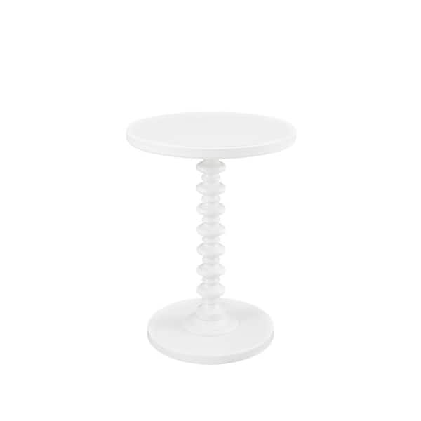 Spencer 17 in. W x 17 in. D x 22.25 in. H White Round Wood End / Side Table