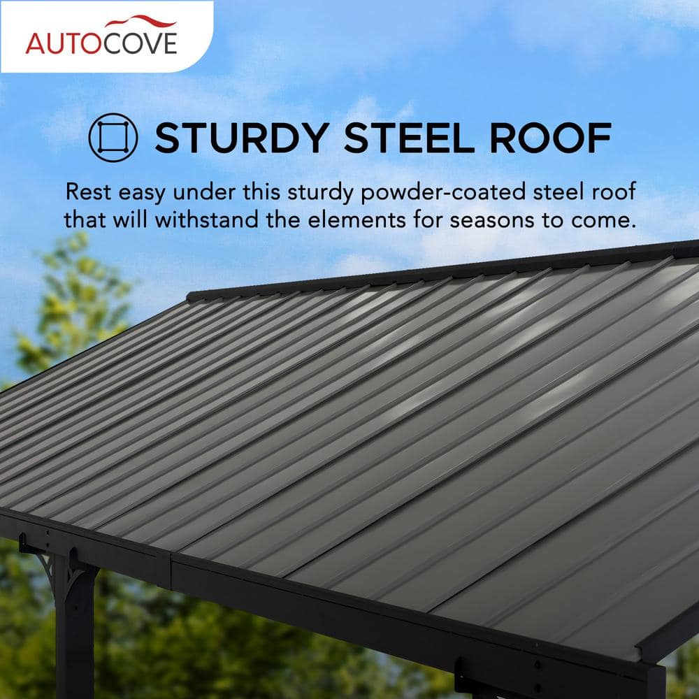 Gray Steel 12' x 20' Gable Roof Carport Pavilion