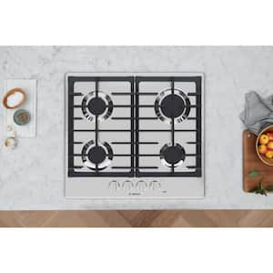 500 Series 24 in. Recessed Gas Cooktop in Stainless Steel with 4 Burners including 11,500 BTU Burner