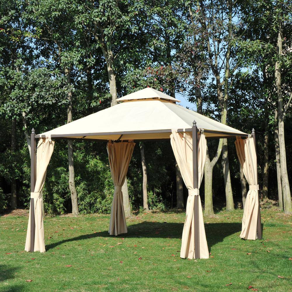 Outsunny 10 ft. x 10 ft. Steel Outdoor Garden Gazebo with Polyester UV