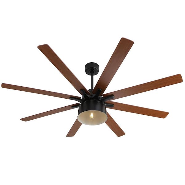 Sofucor 52 in. Indoor Black Ceiling Fan with 3-Color Dimmable LED Light, Remote Control, 6-Speed DC Motor and Light Kit