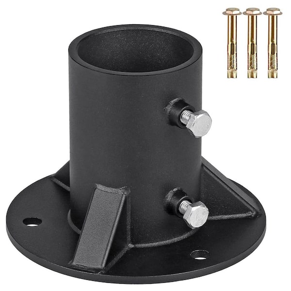 Heavy Duty Metal Fence Post Base Black Scratch Rust Resistant Mailbox Brackets for 2-3/8 Round Post