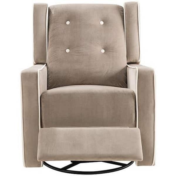 HOMESTOCK Mocha, Microfiber Swivel Glider Recliner Rocker, Nursery Glider Recliner Nursery Chair