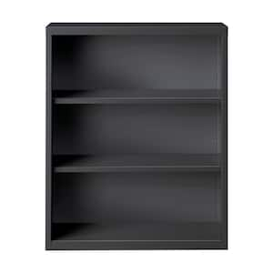 42  in. Tall Charcoal Metal 3-Shelf Standard Bookcase with Adjustable Shelves