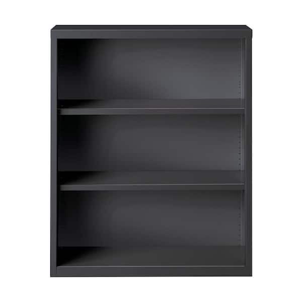 Hirsh 42 in. Tall Charcoal Metal 3-Shelf Standard Bookcase with Adjustable Shelves