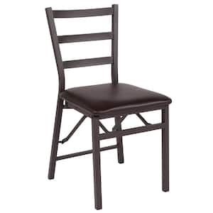 Brown Fabric Seat Metal Frame Folding Chair