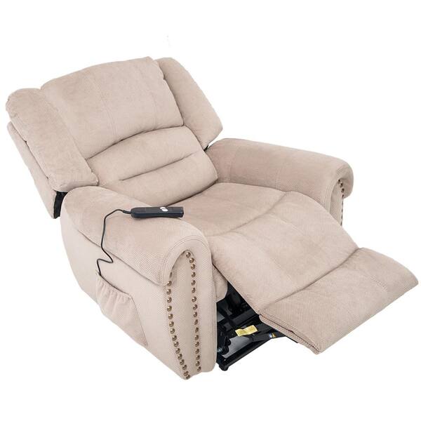 beige suede recliner