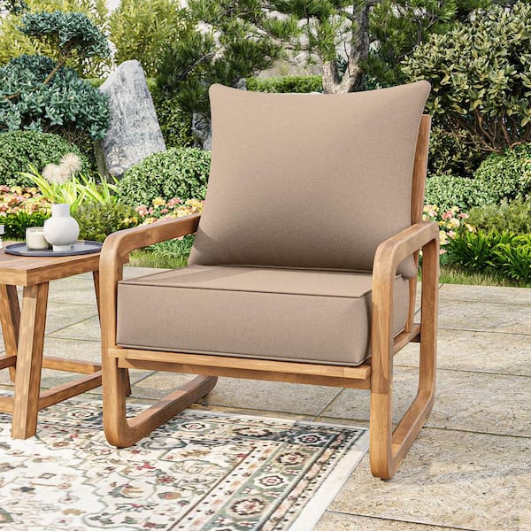 24 in. x 24 in. Deep Seat Outdoor Lounge Cushion with Backrest, Premium Waterproof Patio Furniture Cushions Sand