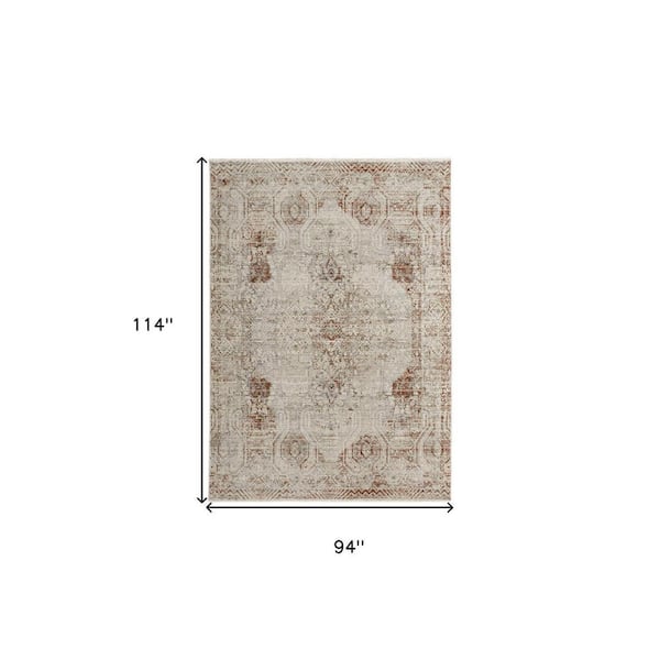 8 ft. x 10 ft. Tan and Ivory Floral Area Rug