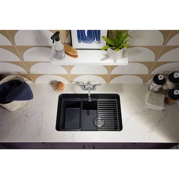 Cairn 18-5/16 in. x 27-1/2 in. x12-5/8 in. Composite Undermount Utility Sink in Matte Black