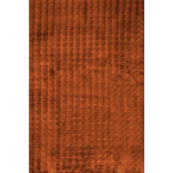 Ivana Checkered Plush Cloud Washable Brick 5 ft. x 8 ft. Indoor Area Rug