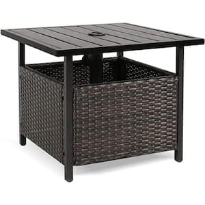 Wicker Outdoor Side Table with Umbrella Hole