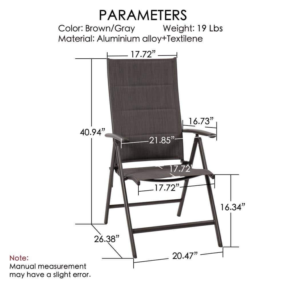 Kozyard Dark Beige Textilene Padded Foldable Dining Chairs, Set of 2