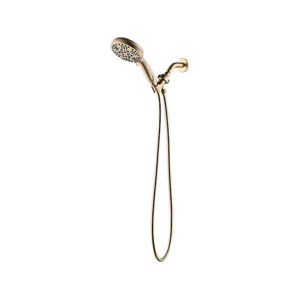 Tahanbath 5-Spray Patterns with 2.5 GPM 5 in. Wall Mount Handheld Shower Head in Brushed Gold