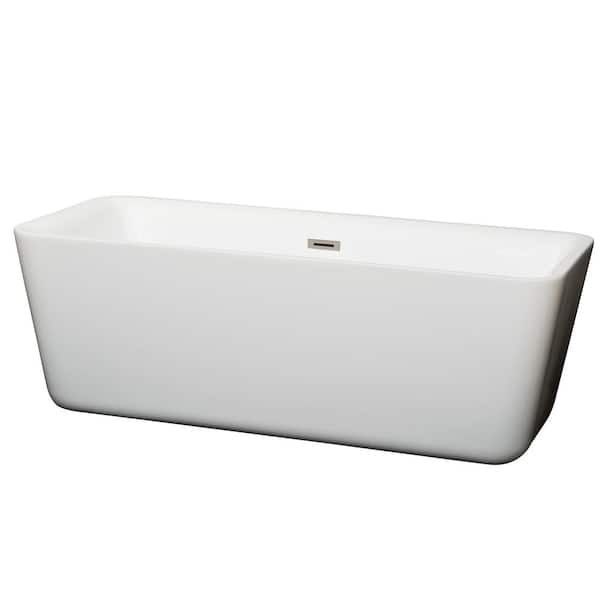 Wyndham Collection Emily 5.75 ft. Center Drain Soaking Tub in White