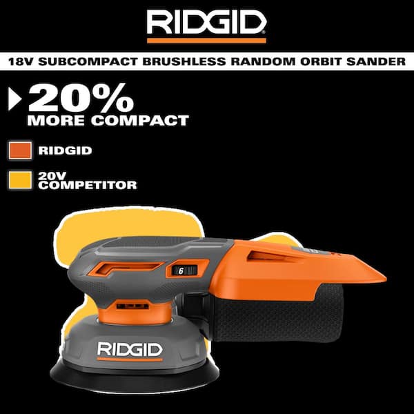 RIDGID 18V SubCompact Brushless Random Orbit Sander (Tool Only)
