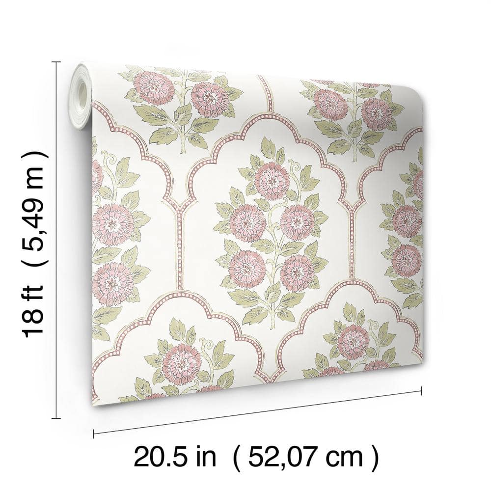 Rose Pink Floral Bazaar Peel and Stick Wallpaper Roll