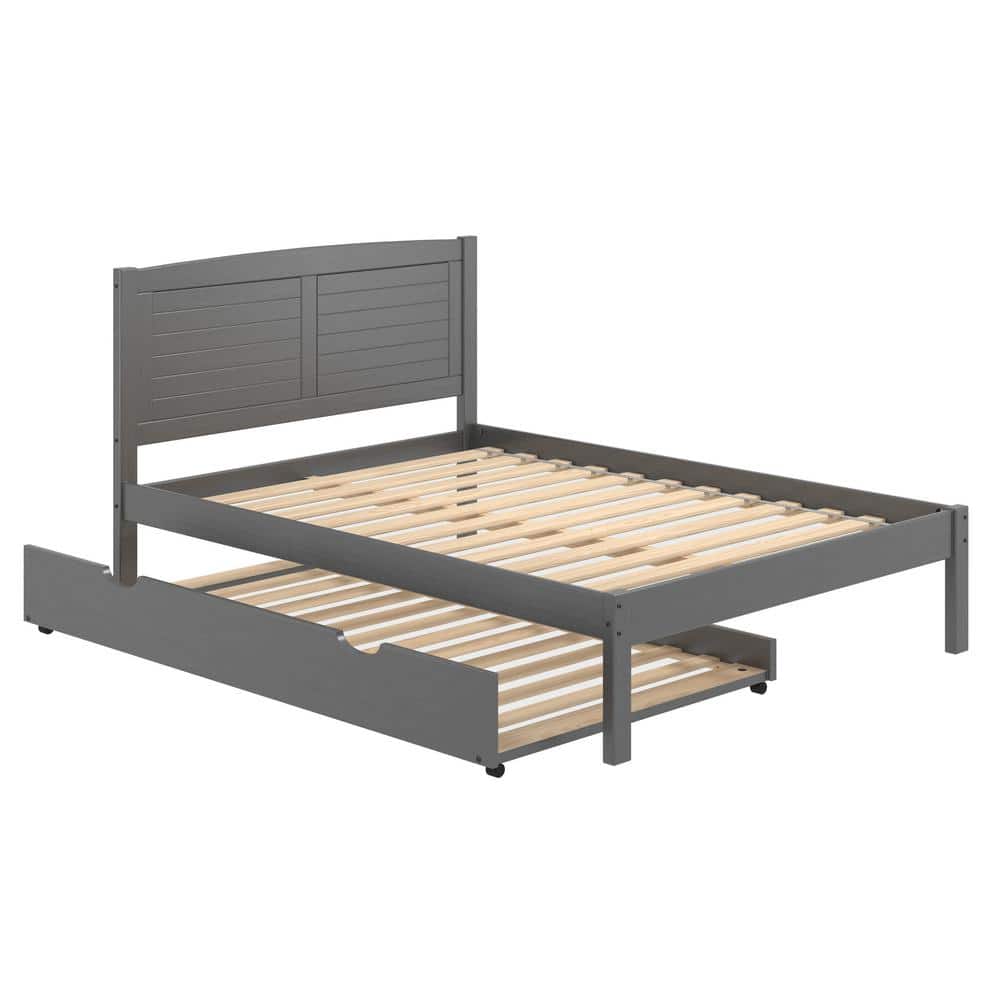 Antique Grey Full Louver Bed and Trundle Bed